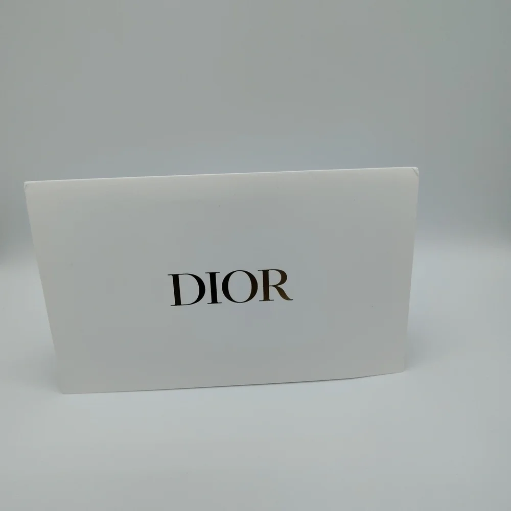 Dior Textured White Gift Box & Card Gold Logo 5x5 Hard Box Case Packaging NWOT